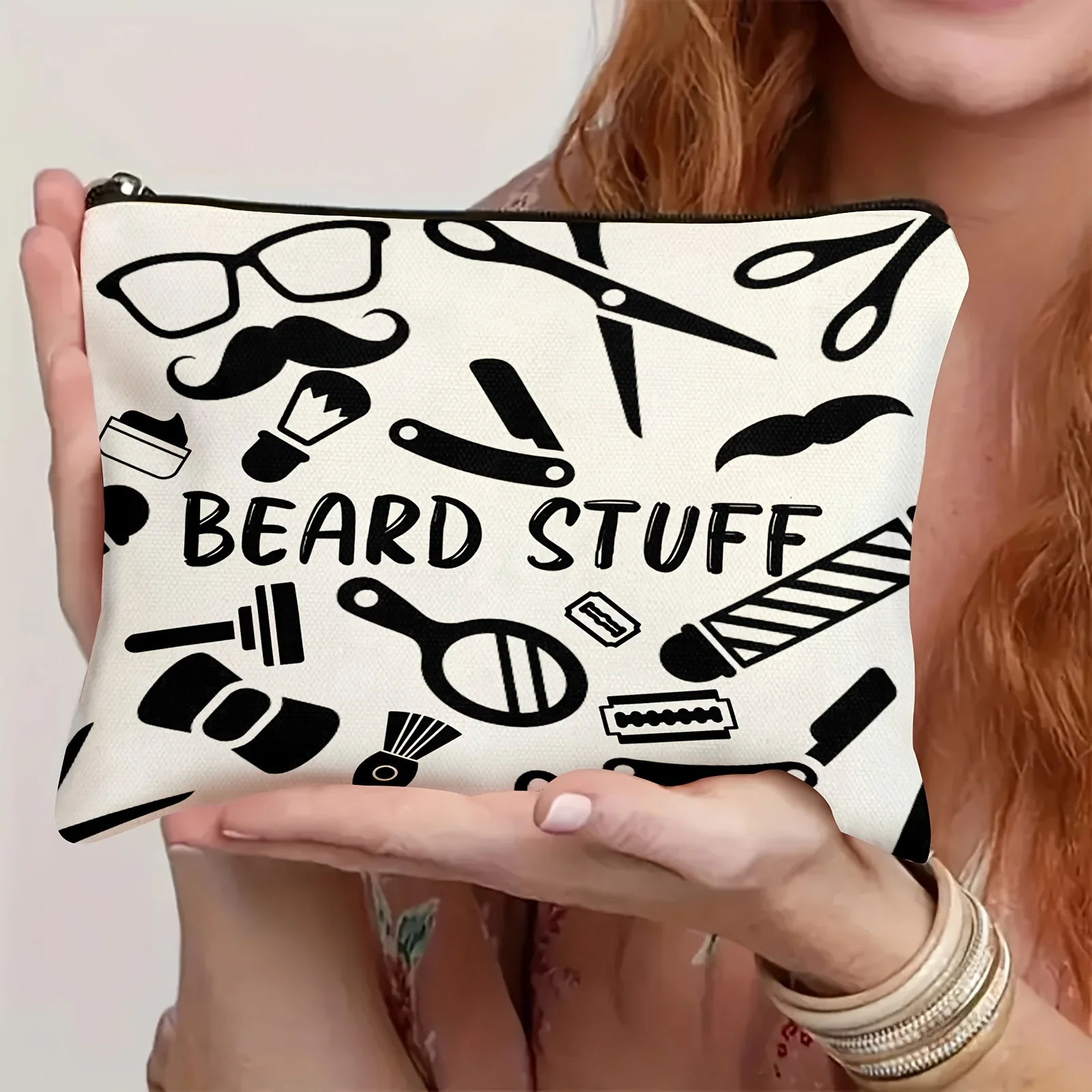 1 unidad de productos para el cuidado de la barba, neceser para hombre, conjunto de aseo para adultos a la moda, bolsa de viaje duradera para afeitar con cremallera, sin perfume, regalo perfecto para marido, novio o hijo