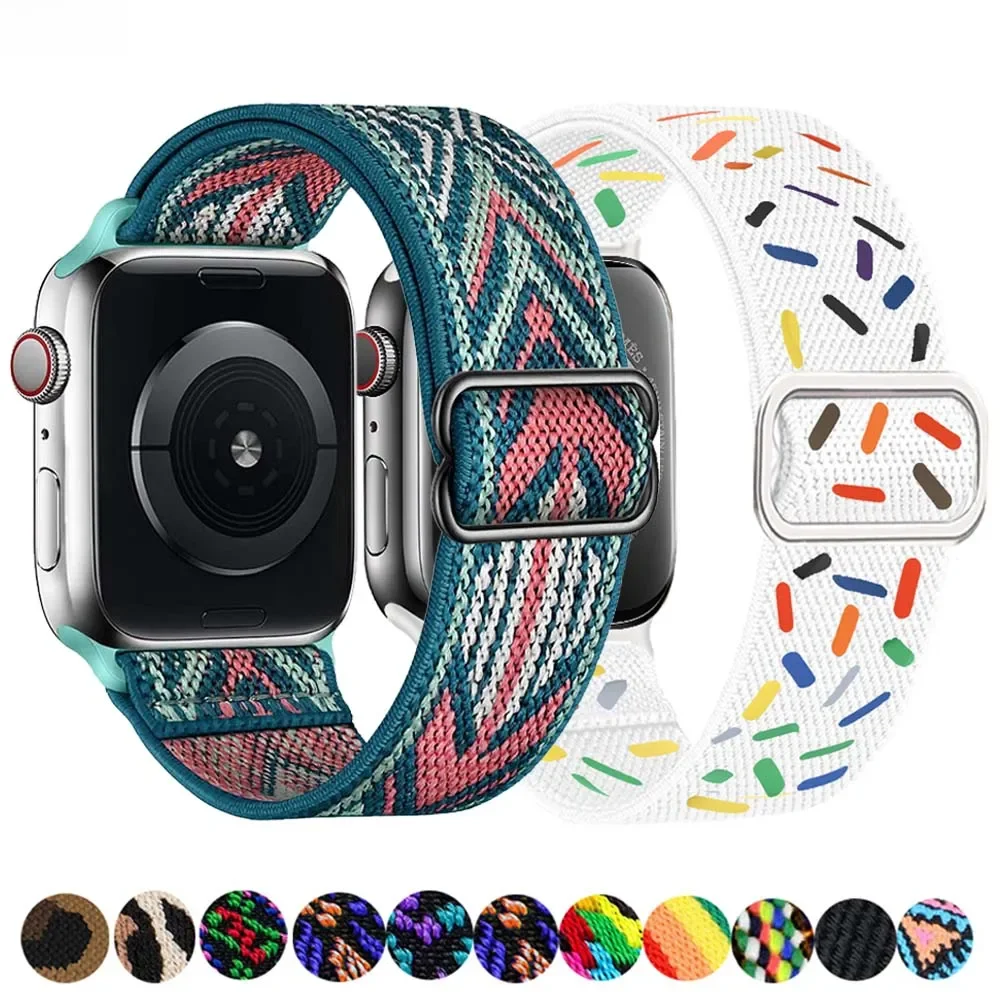 Scrunchie-Armband für Apple Watch 45mm 44mm 40mm 41mm Verstellbares Nylon-Armband iWatch Series Ultra 3 4 5 SE 6 7 8 9 10 11
