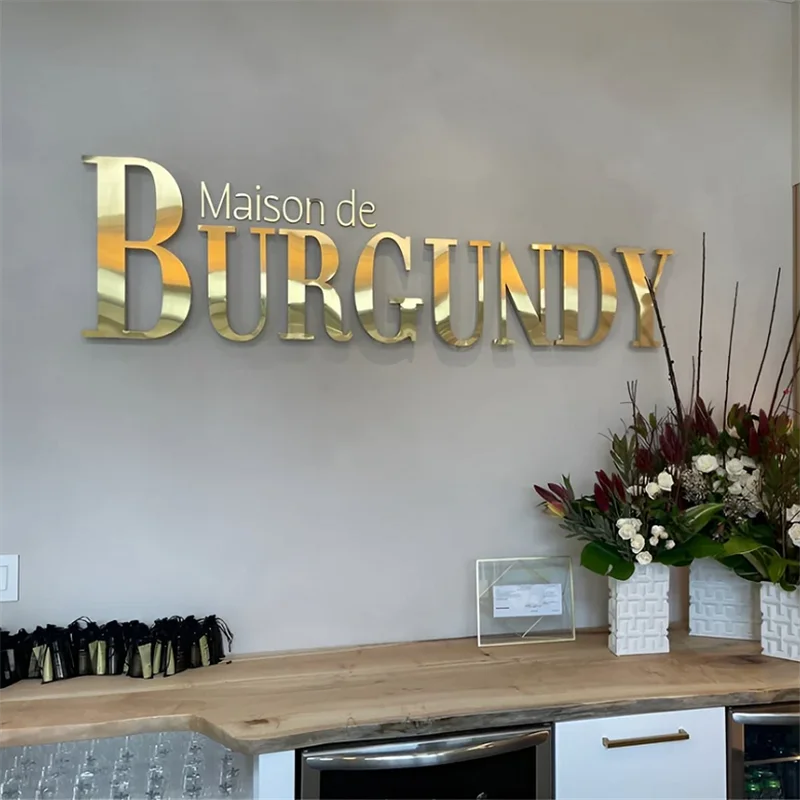 Custom 3D Stainless Steel Logo Sign Professional 3D Metal Letters Company Office Logo Reception Sign for Wall Beauty Salon Spa
