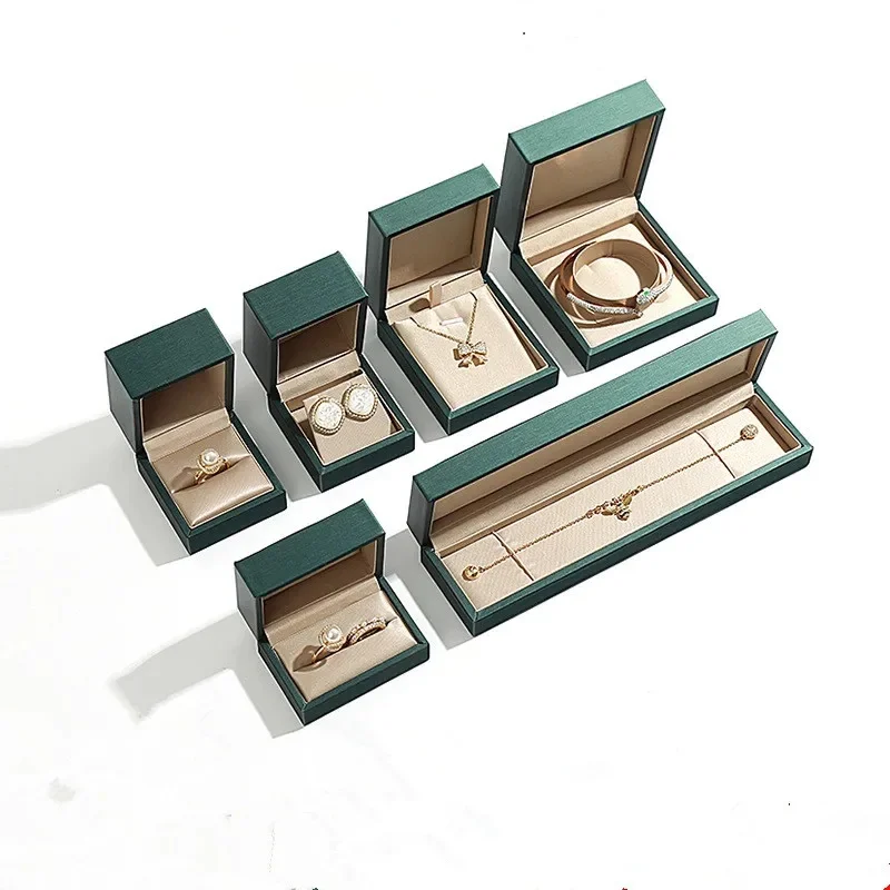 Multi Style 1 Pcs złote / zielone pudełko na biżuterię wysokiej jakości PU skórzane pudełko na pierścionek kolczyki pudełko na bransoletkę pudełko na biżuterię — zdjęcie 2