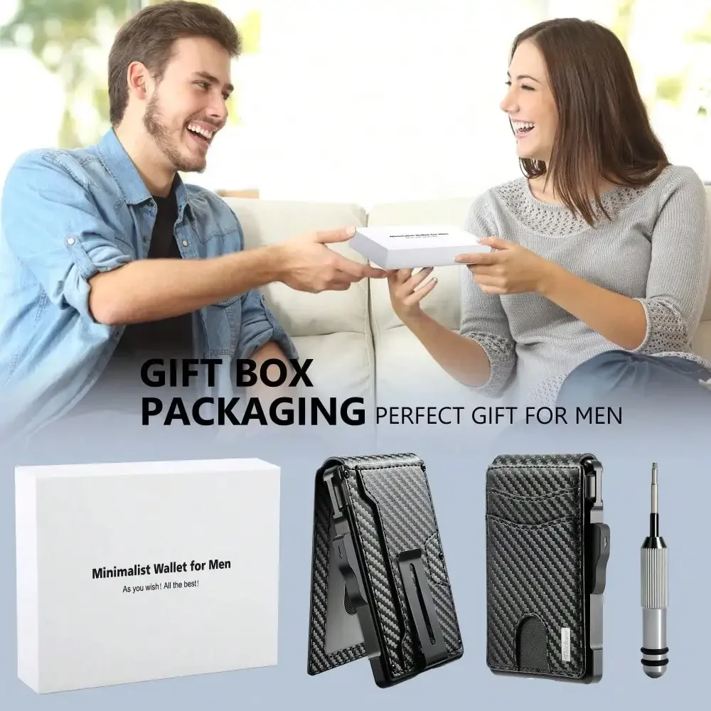 Wallet for Men, Mens Minimalist Wallet 9-13 Cards, Slim Compact Wallet with Money Clip & ID Window, RFID Blocking Smart Pop Up C image 2