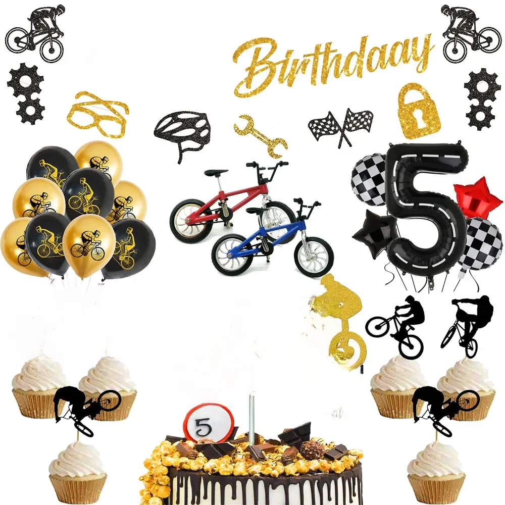 AliExpress Bicycle Party Supplies Birthday Banner Balloon Bicycle Cake Decoration Cupcake Topper Bicycle Birthday Party Decor
