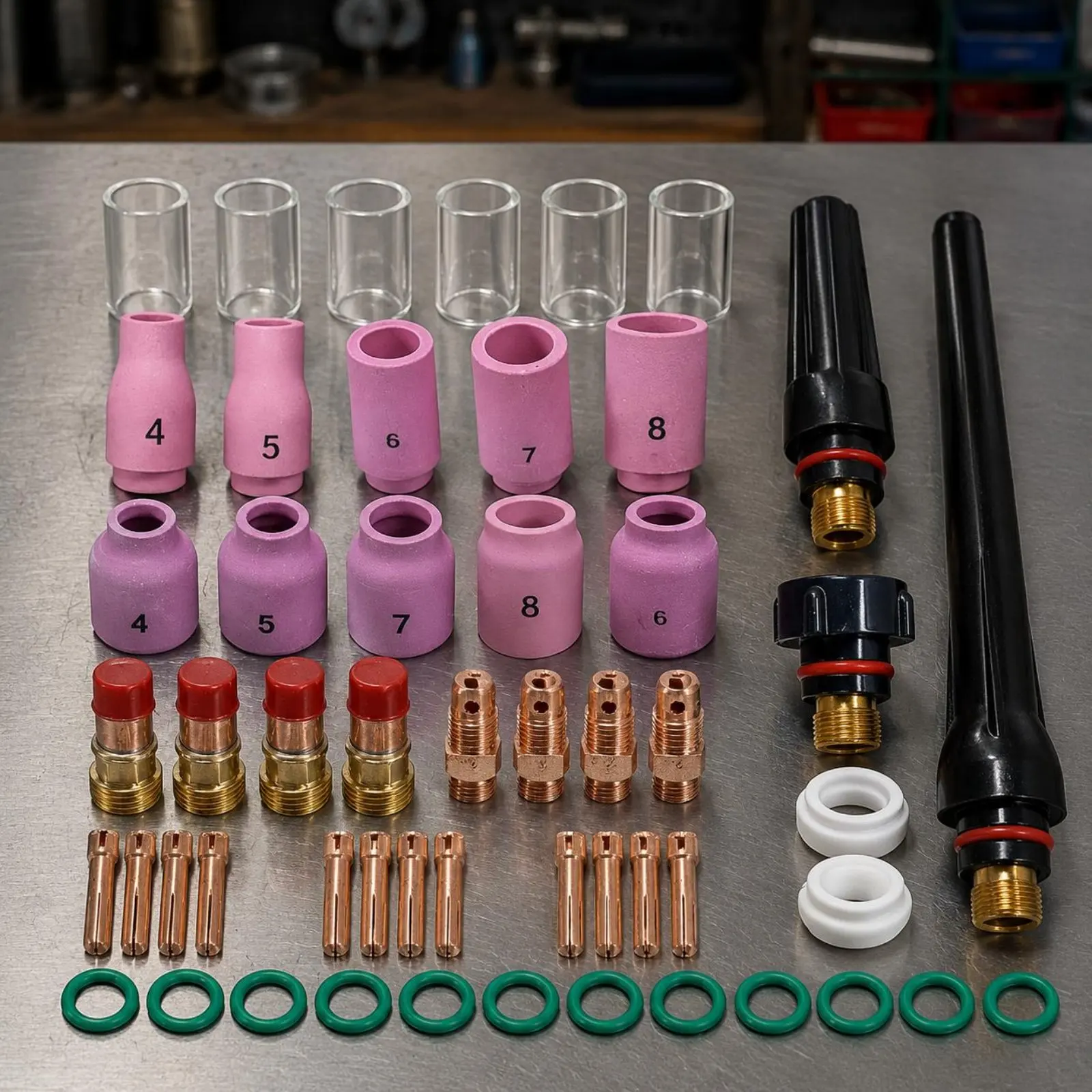 53 Pieces DB-Compatible -17 18 26 Torch Parts Multiple Sizes Welding Gas Lens Kit Easy to Install Welding Torch Kit for Welders