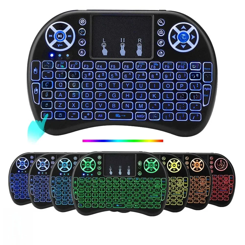 Podświetlana mini klawiatura bezprzewodowa Air Mouse Azerty French Language z touchpadem PC TV Box RGB Gamer Air Kit Key Pad Keypad Keybord — zdjęcie produktu 7
