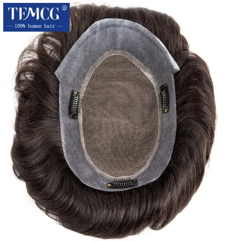 Sistem Rambut Clip-On Pria Wig Pria Australia Rambut Palsu Pria Awet Prostesis Rambut Palsu Pria 6 "Sistem Penggantian Rambut Wig untuk Pria