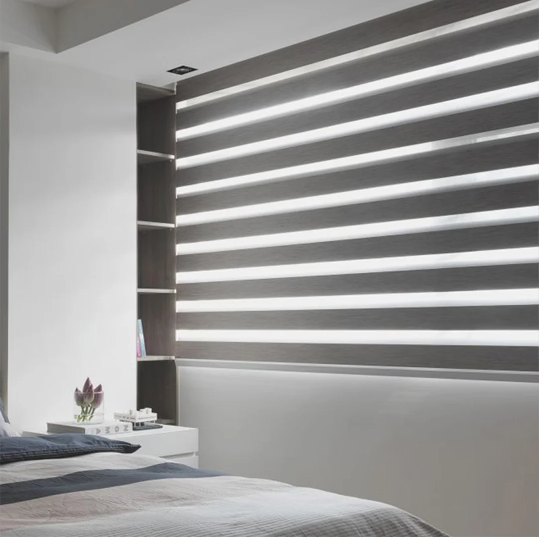 Electric Zebra Blinds Customized Remote Control Window Shades Semi-Blackout Blinds Easy to Operate Wi-fi Tuya Alexa Smart Decor