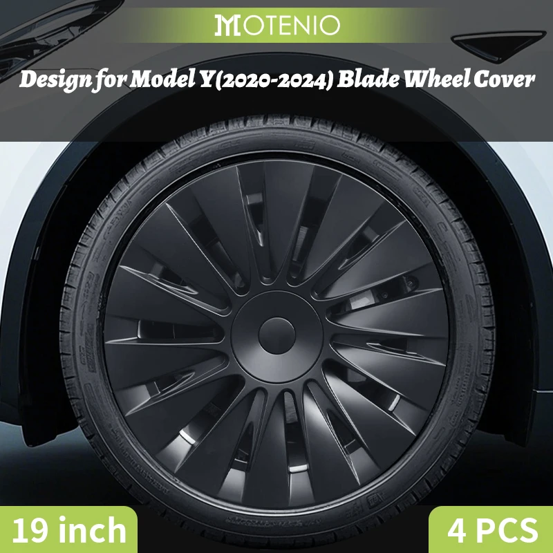 Zestaw 4 kołpaków w stylu ostrza do TESLA Model Y 2020–2024 – 19-calowe pełne osłony felg, akcesoria samochodowe