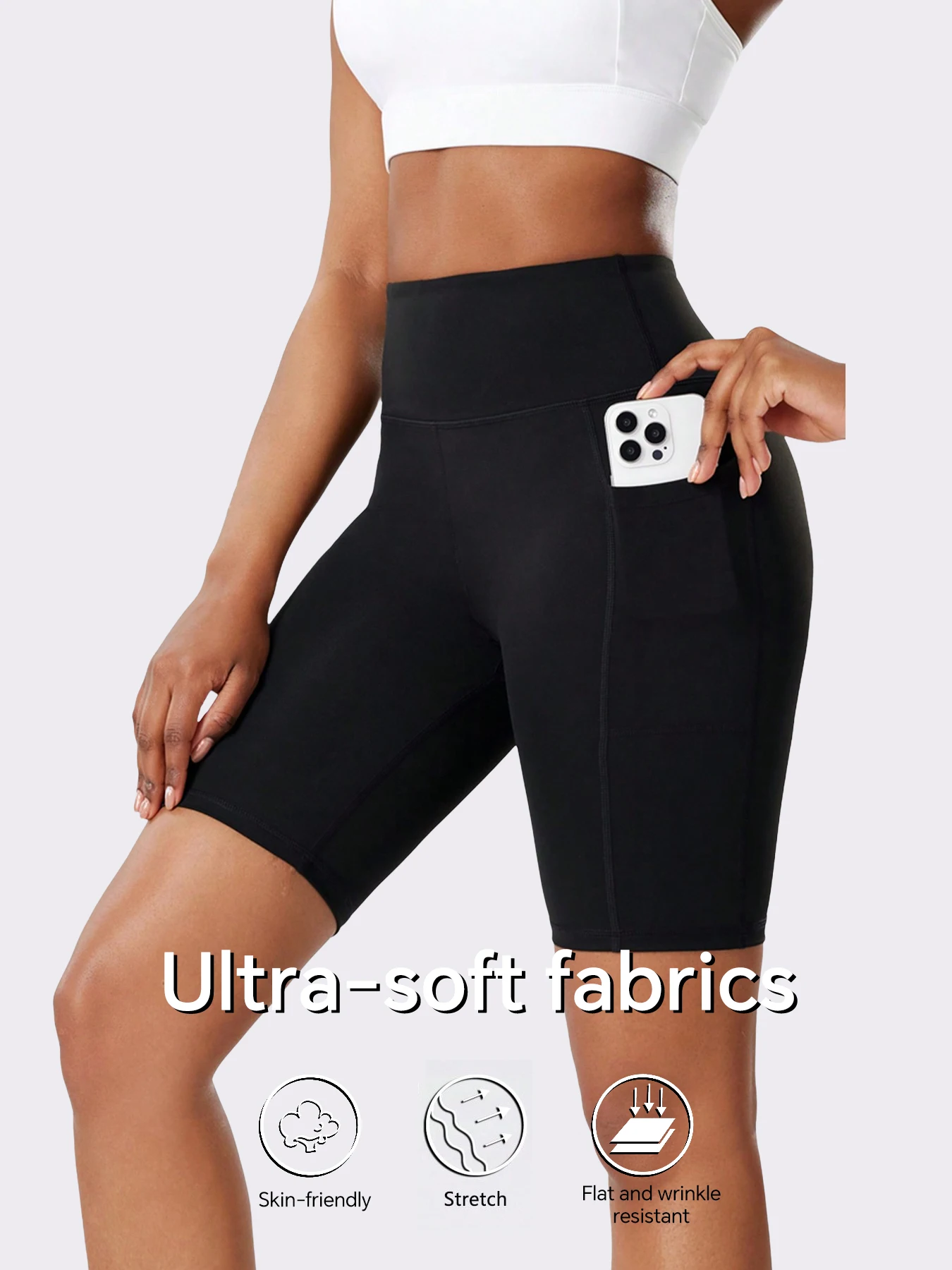 Women's Yoga Shorts,Leggings With Pockets, Black Biker Shorts,High Waisted Tummy Control, Soft & Stretchy,Women Sports Leggings