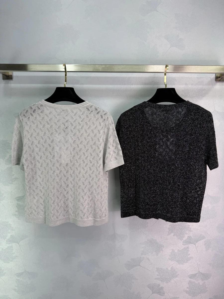 

2025 New Sweater Coat Solid Buttons O-neck Viscose Short-sleeved Fashionable Versatile Slimming Figure-hugging