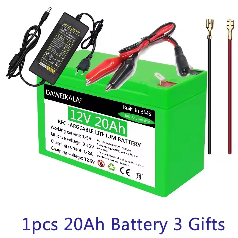 2026 12V 20Ah 18650 Lithium-Ionen-Akku mit BMS, hohe Leistung 360W, wiederaufladbarer Li-Ionen-Sprühgerät-Akku mit BMS & Ladegerät, DIY Solar-Lithium-Akku, Klasse A