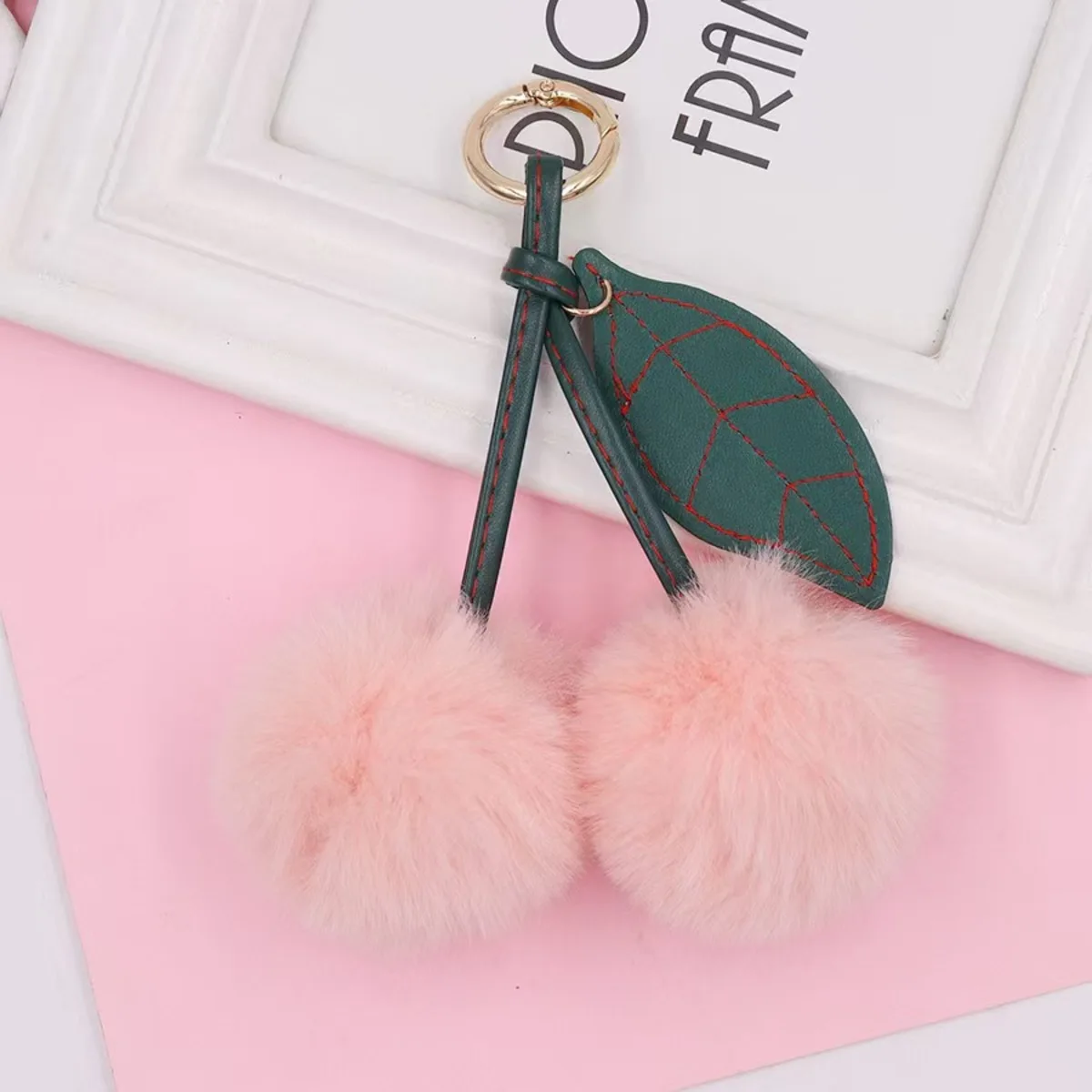 New Plush Pendant Otter Rabbit Hair Cherry Multi-color Car Keychain Cute Pompom Doll Bag Hanging Key Chains image 5