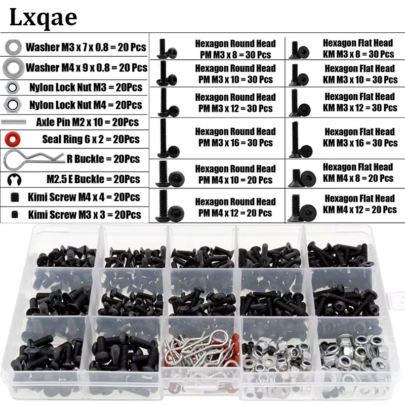 Juego de caja de tornillos para 1/8 1/10 HSP Traxxas TRX-4 TRX-6 Tamiya CFX MST HPI Kyosho D90 Scx10 D110 AXIAL D110 RC herramienta de reparación de piezas de coche