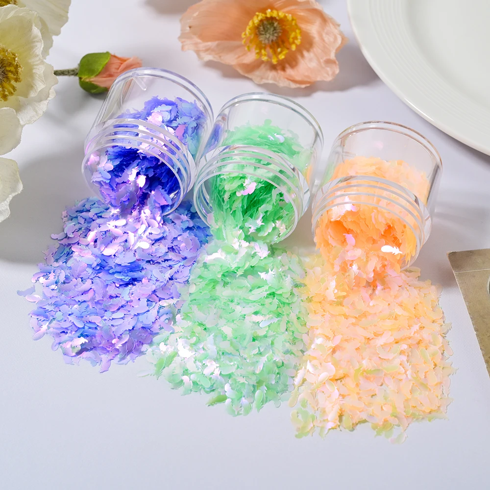 Plume holographique 1G, grosses paillettes Laser scintillantes irisées pour Nail Art, tranche de résine, paillettes en flocons, décoration du corps des ongles