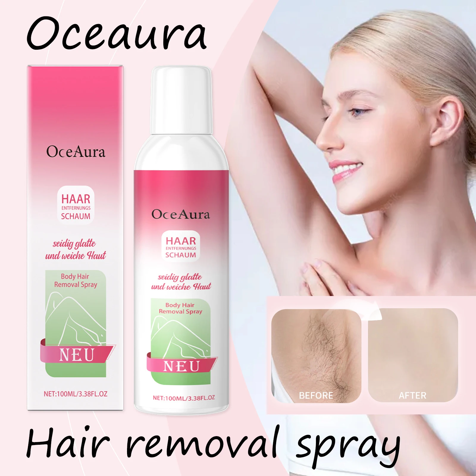 

Oceaura Body Hair Removal Spray Gentle Non-irritating Pore Shrink Improve Roughness Moisturizing Softening Hair Remove Spray