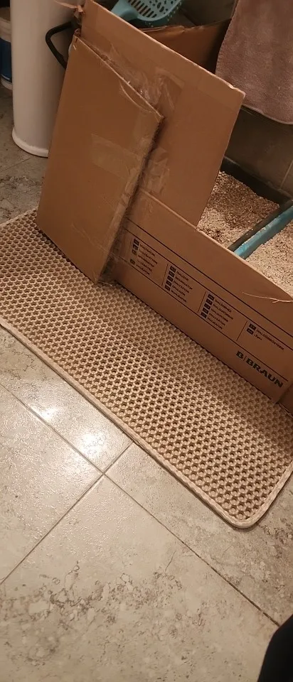Customer review photo for Cat Litter Tracking Mat with Waterproof Base