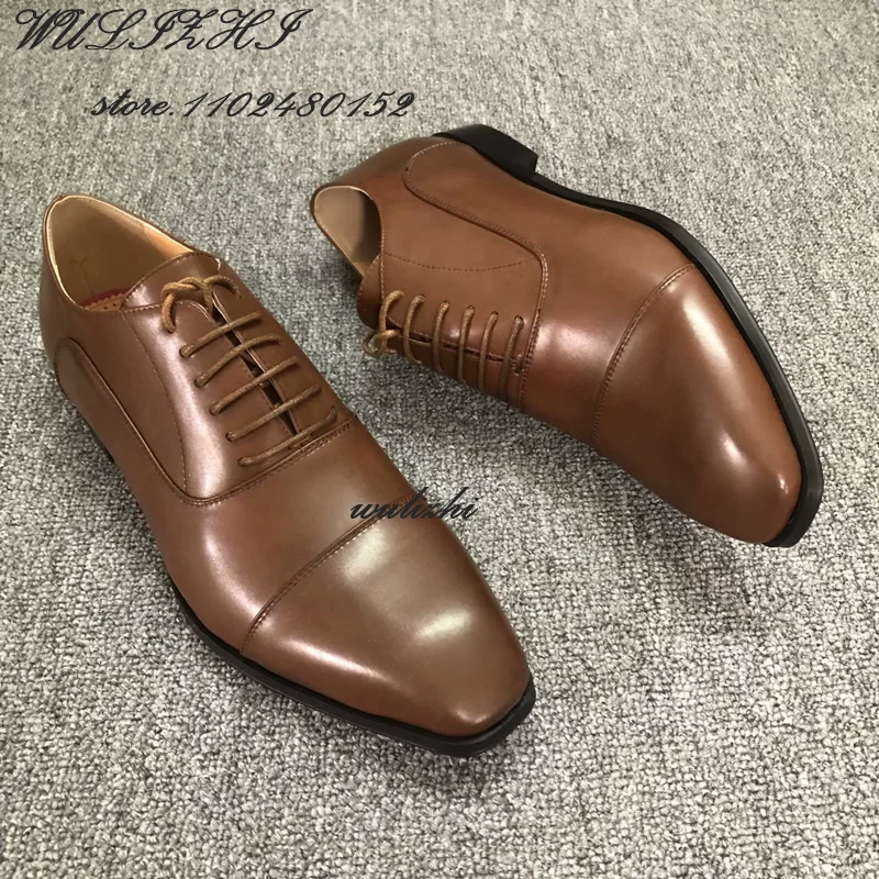 Sapato Oxford marrom vintage masculino, mocassins elegantes com renda, couro envernizado preto, tênis espelhado brilhante, festa bonito, casamento