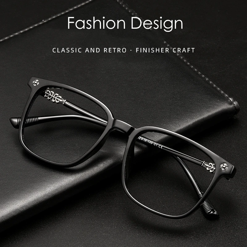 KatKani Fashion Retro Rivet Exquisite Engraving Square Eyewear Women TR90 Decorative Optical Prescription Eyeglasses Men T7267