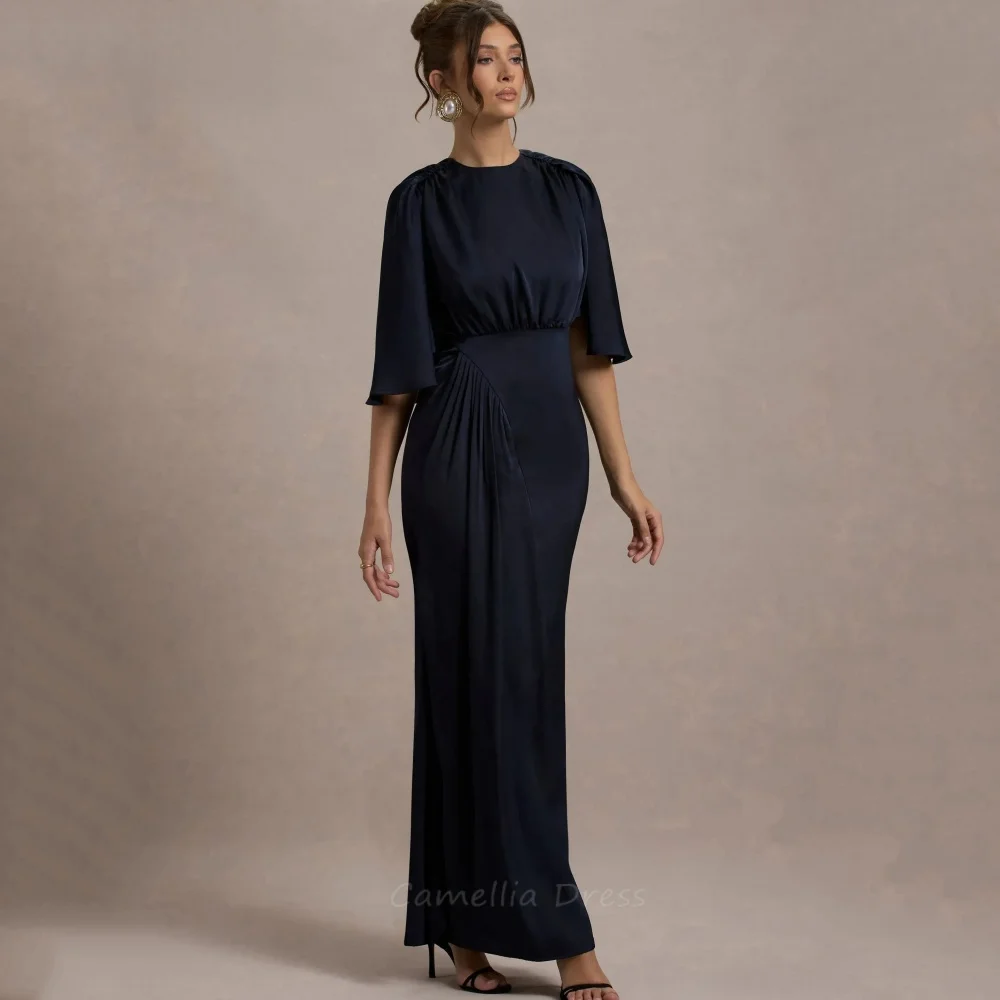 Mother of the Bride Dress Black Simple Customized Sheath Party Gown Flare Sleeves Elegant Evening robe mother of bride