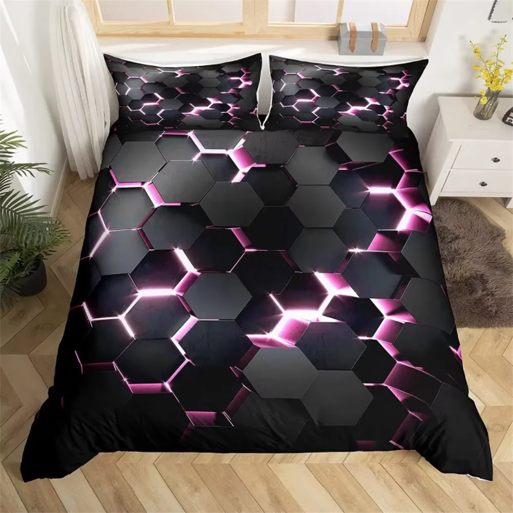 Red Glowing Bedding Set 3D Duvet Cover Set Single Double Twin Full Size Teens Adults Bedclothes Soft Polyester Bed Linen