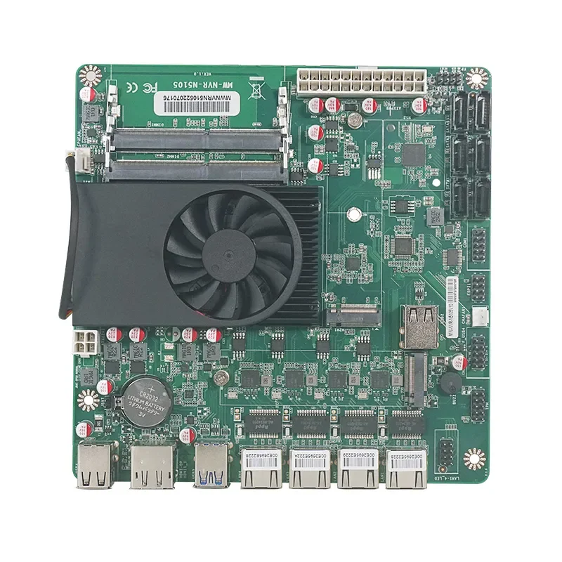 N5105 NAS Motherboard Mini ITX Industrial 17x17CM Soft Routing Intel i226 2.5Gbps 4*LAN 2*M.2 NVMe 6*SATA3.0 HDMI2.0 DP