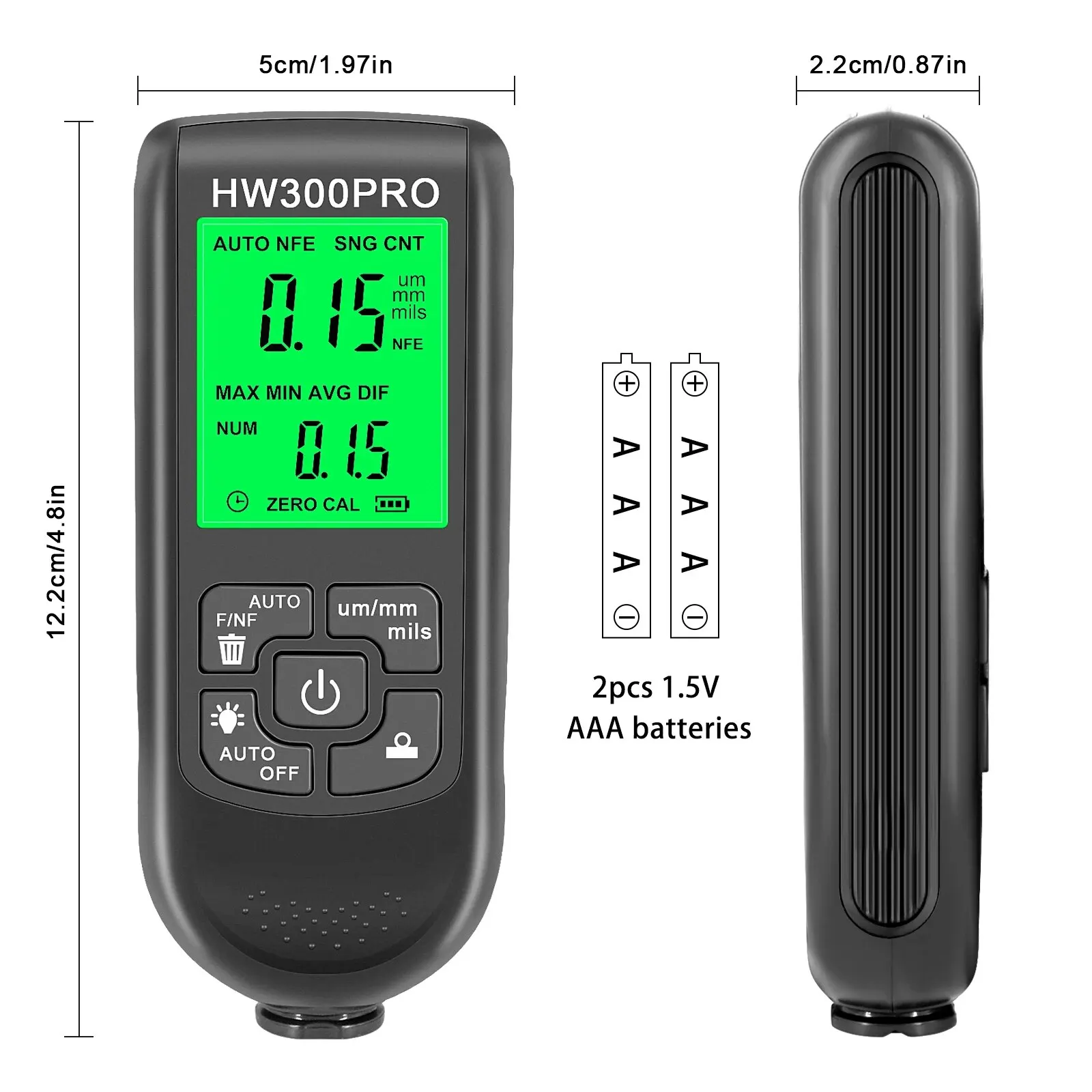 HW300 PRO 1 PC Coating Thickness Gauge, Automotive Paint Surface Tester, Paint Thickness Gauge