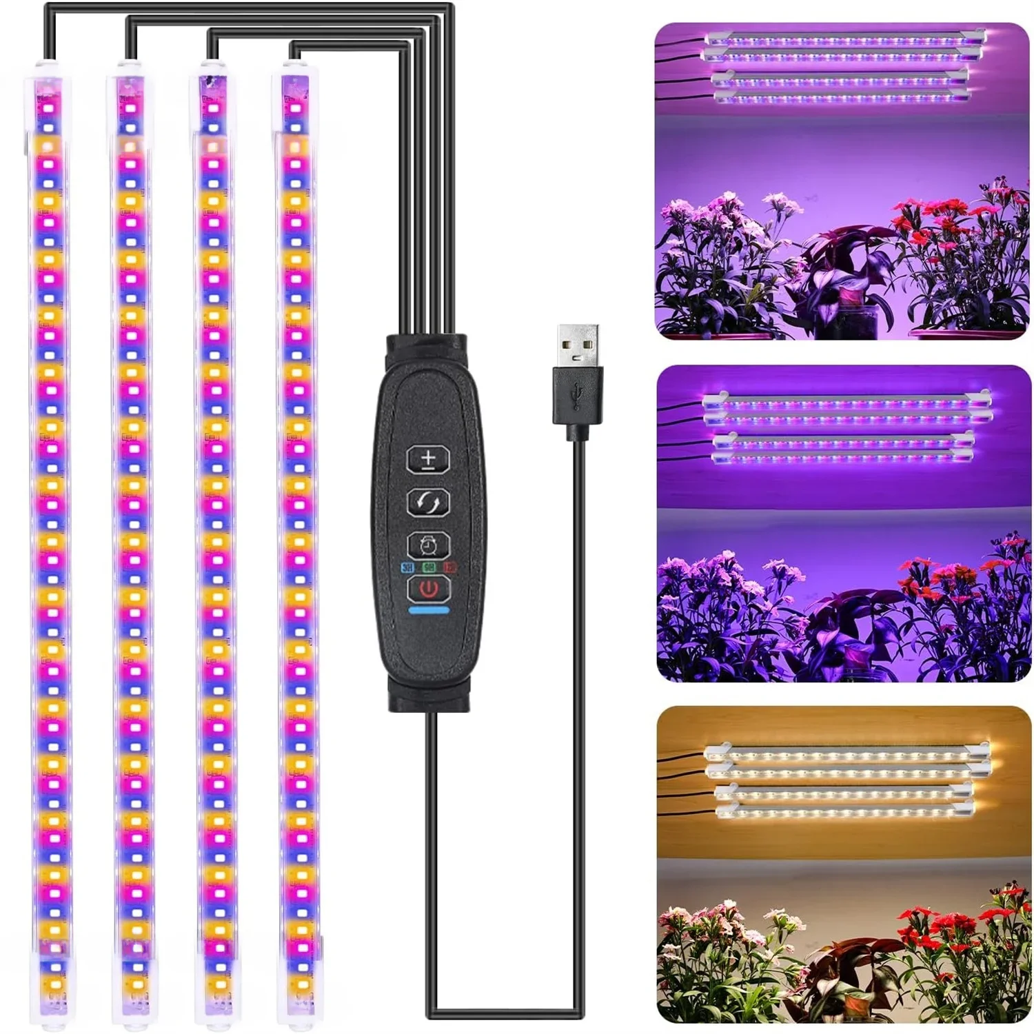 3 couleurs intérieur Led élèvent la lumière USB DC5V minuterie Phyto lampe pour plantes lampe à LED à intensité variable Phytolamps spectre complet hydroponique