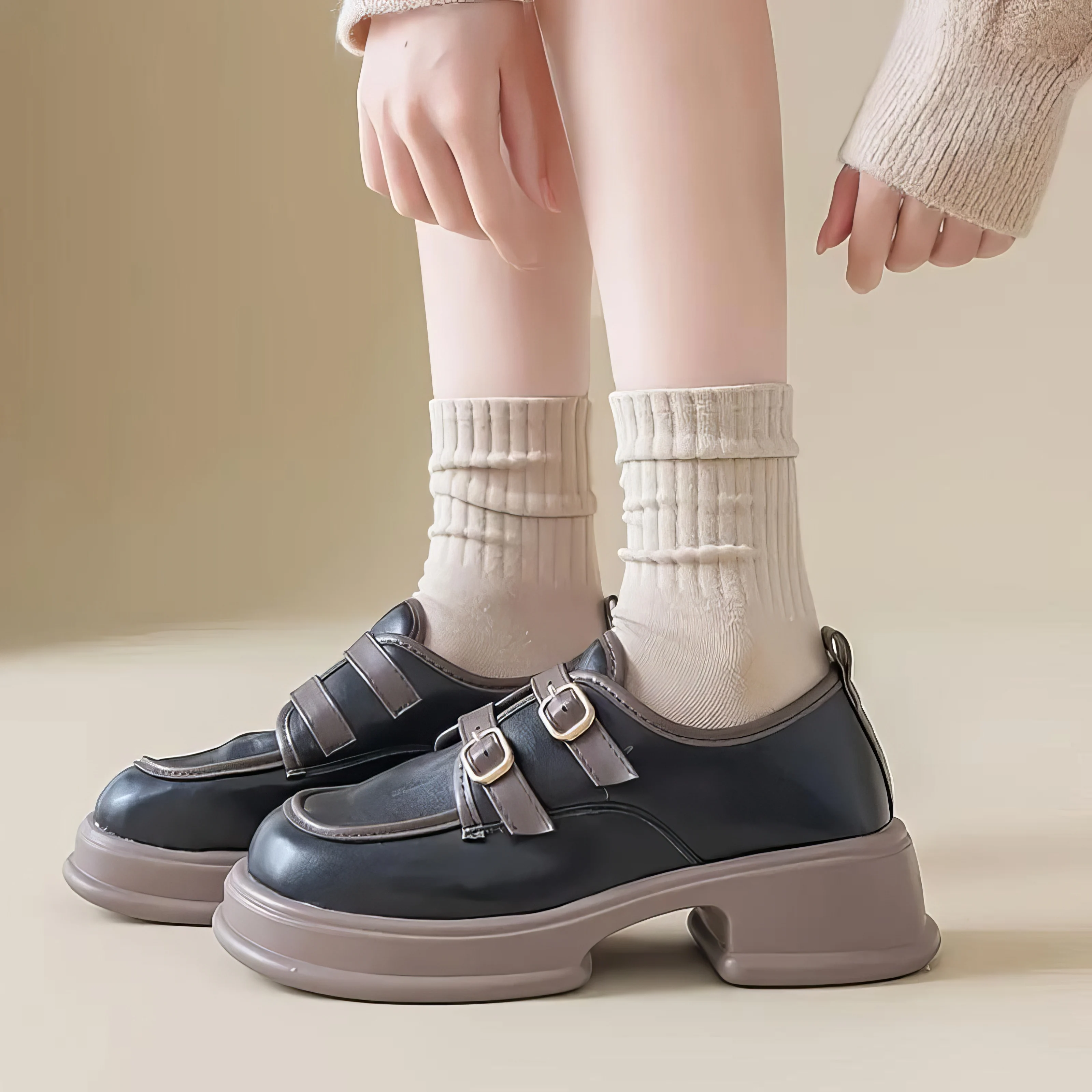 24 pares de calcetines caqui de otoño e invierno, tela transpirable y elástica para mayor comodidad, diseño simple, adecuados para uso diario