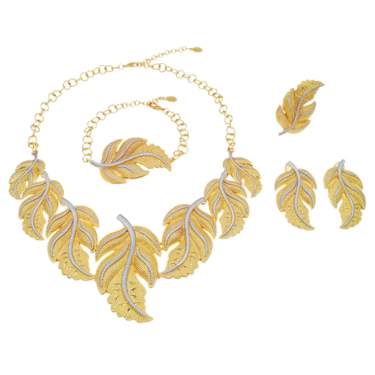 Jewelry Sets for Women Luxury Leaf Necklace Fashion Bracelet Necklace Bracelet Wedding Jewelry Women Gifts Dubai