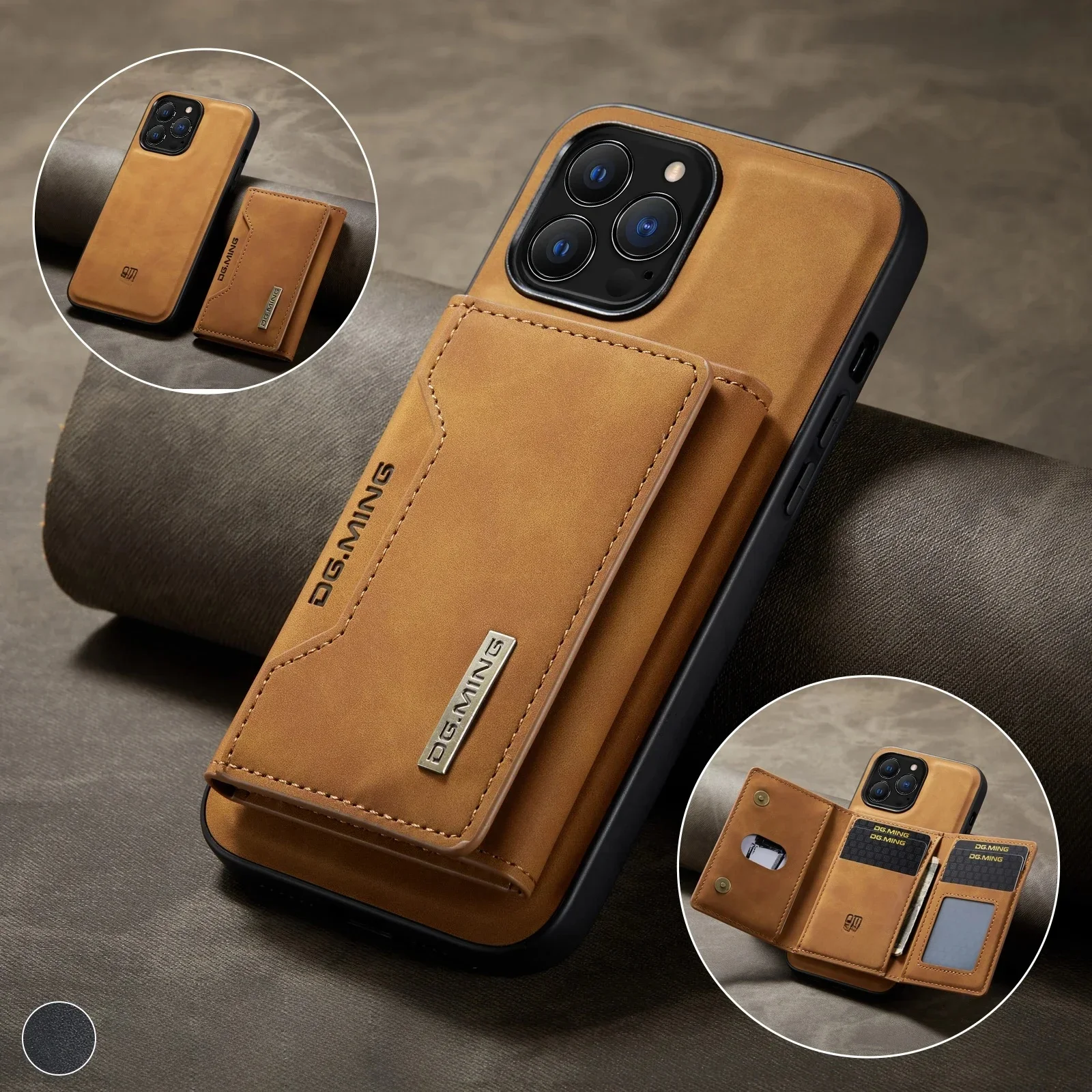 2 w 1: odłączane, magnetyczne etui ze skóry do iPhone 18 Pro Max, 17 Air, 16, 15, 13, 12, 11, 14 Plus – etui z funkcją portfela, z przegródkami na karty i kieszonką. — zdjęcie produktu 7