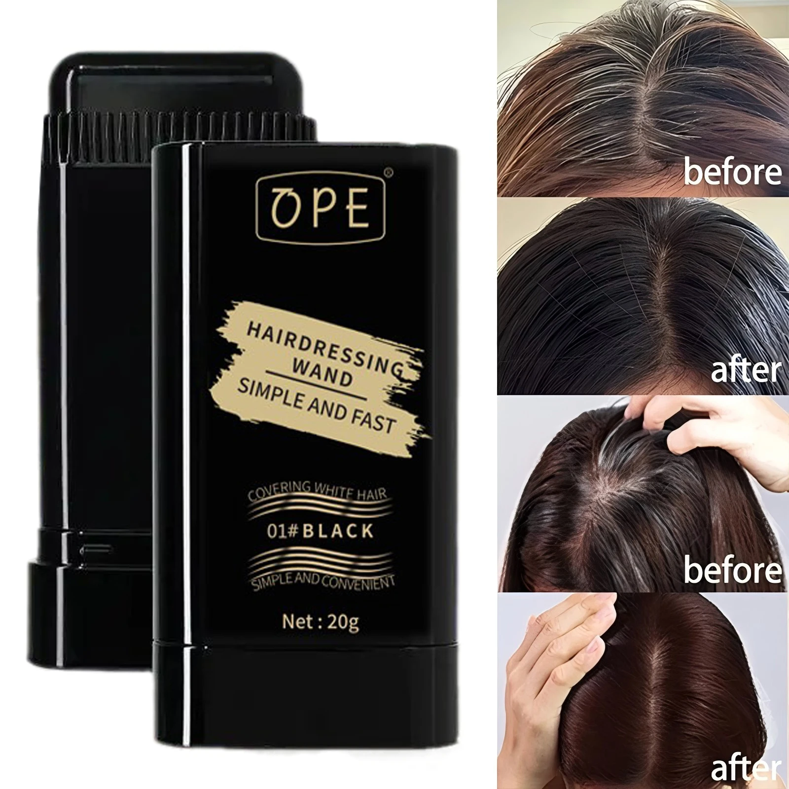 Waterproof and Sweat-Proof Temporary Hair Dye with Comb-Shaped Teeth to Quickly Cover Gray Hair. Rotating Design