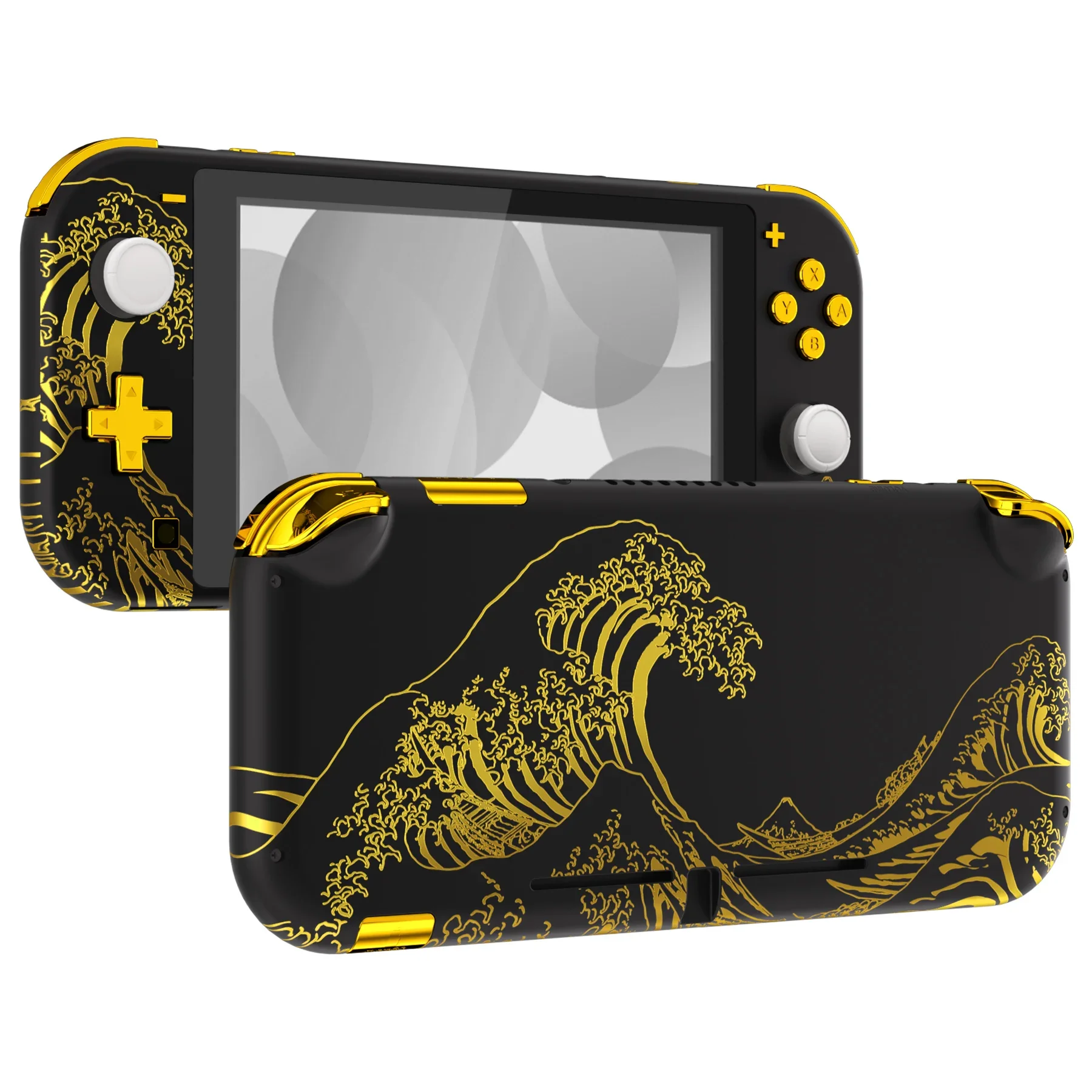 eXtremeRate Soft Touch DIY Niestandardowa obudowa zastępcza z osłoną ekranu dla Ns Switch Lite - Świetna GOLDEN Wave — zdjęcie produktu 7