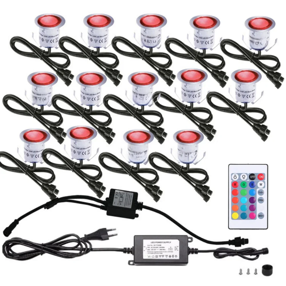 RGB LED Deck Light avec Télécommande 6/10/16pcs Étanche EDF Lampe AC85-265V Paysage Projecteur Étape Lampe Jardin atoway Dec
