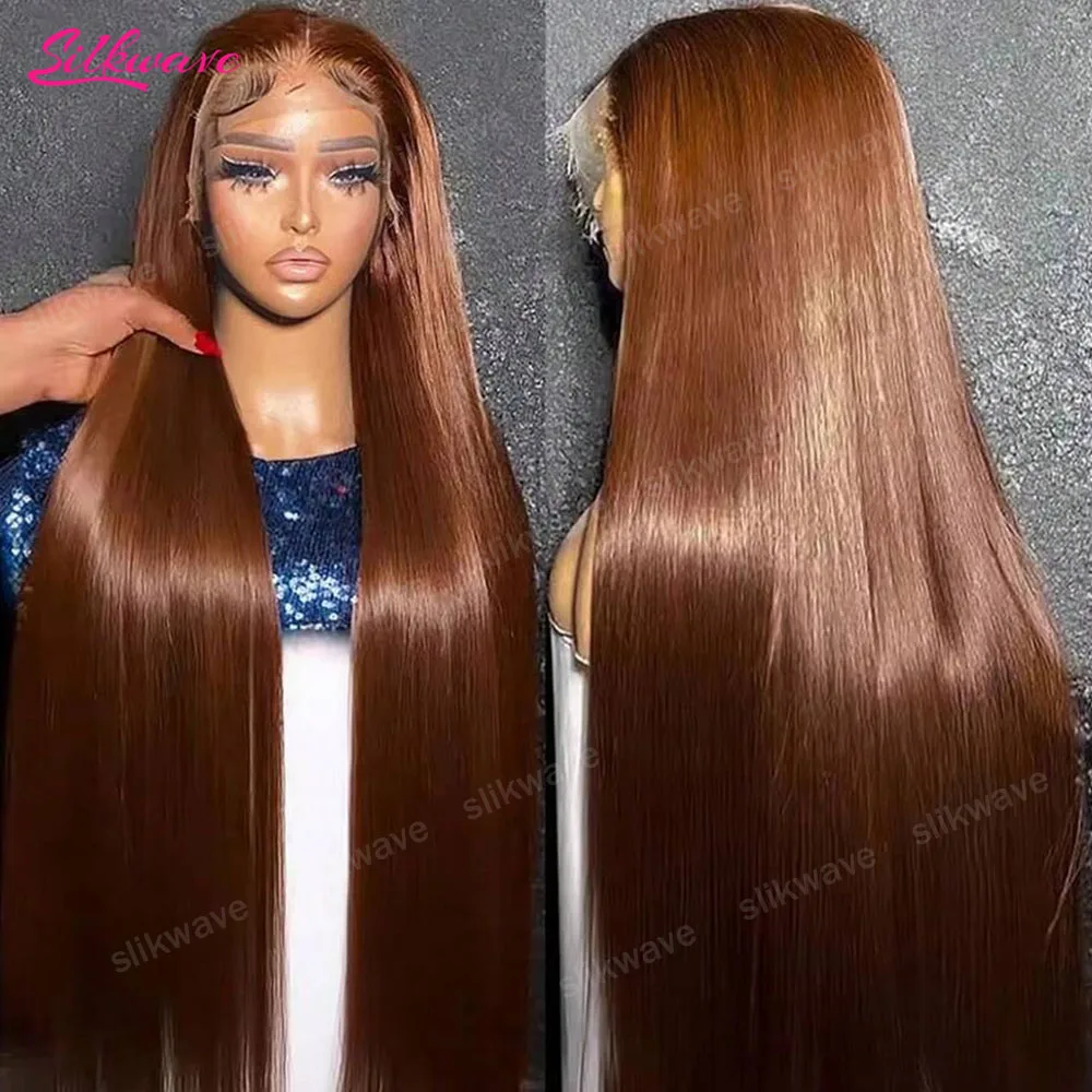 

Chocolate Brown Bone Straight Human Hair 13x6 13x4 Hd Lace Frontal Wig 200 Density Brazilian Colored Human Hair Wig For Women