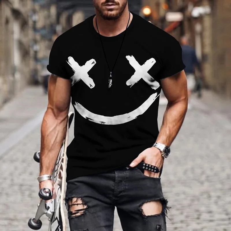 Summer 3D Printing T-Shirt for Men Simple Check Stripe Pattern Cool Breathable Short Sleeves Trendy Casual Tshirt Oversized top