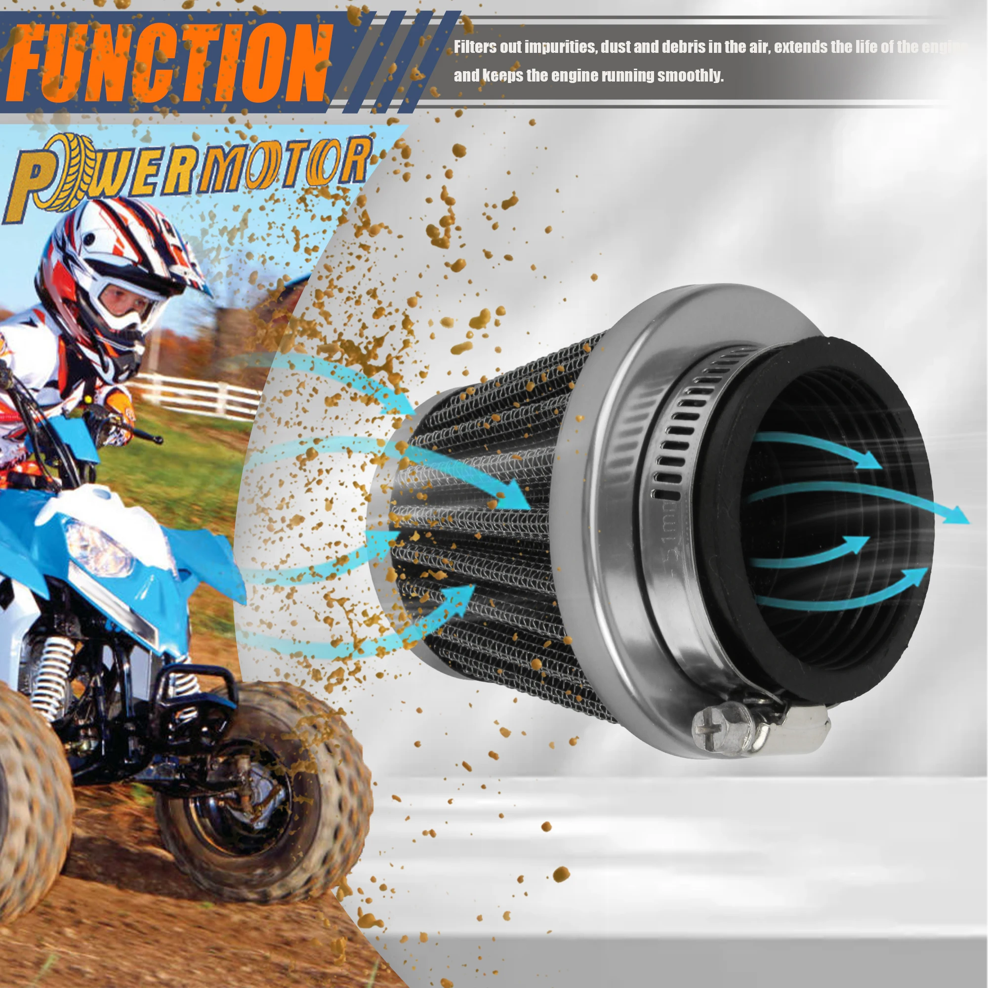 

Motorcycle 38mm High Flow Air Filter Mushroom Head Sport Air Filter Universal Carburetor Air Intake Filter Cleaner Motocross