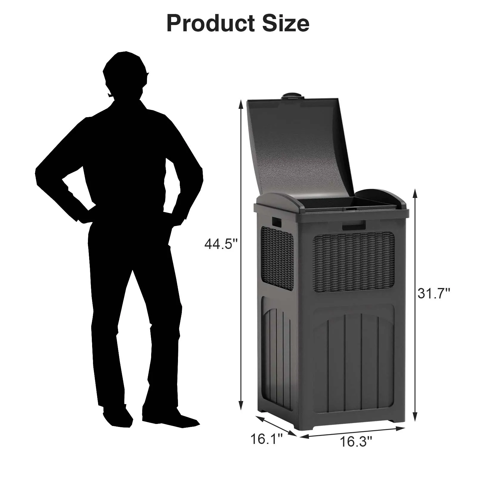 36 Gallonen Versteck kann Außen müll mit Riegel für Hinterhof, Deck oder Terrasse Harz
