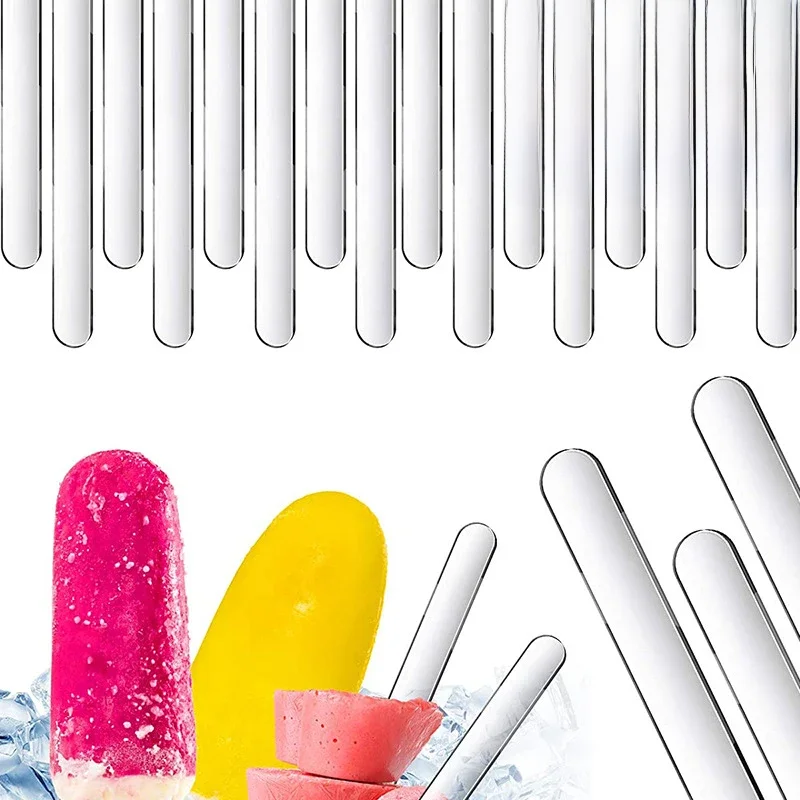 Bâtonnets de crème glacée en acrylique transparent, coloré, de qualité alimentaire, sucette au chocolat, support de glaçons, accessoires de cuisine, 20 à 100 pièces/ensemble