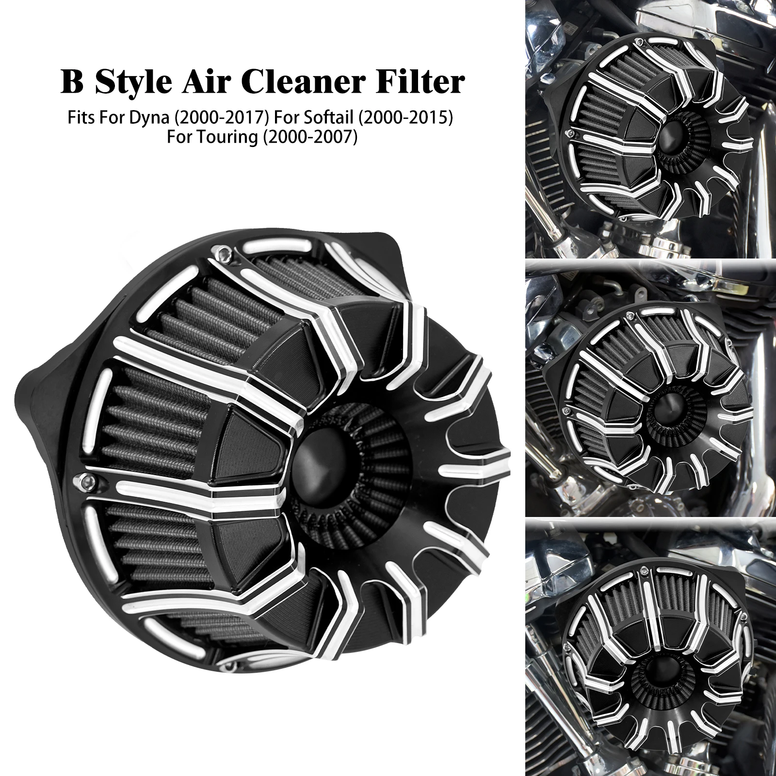 Motorcycle CNC Air Cleaer Filter Black Intake Fit For Harley Touring Road Glide 00-07 Dyna 2000-2017 For Electra Glide