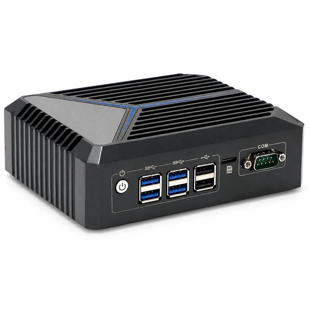Partaker Fanless Industrial Mini PC 12th Gen Celeron J6412 Dual LAN 8 USB DDR4 3200MHz Medical Grade Silent Computer