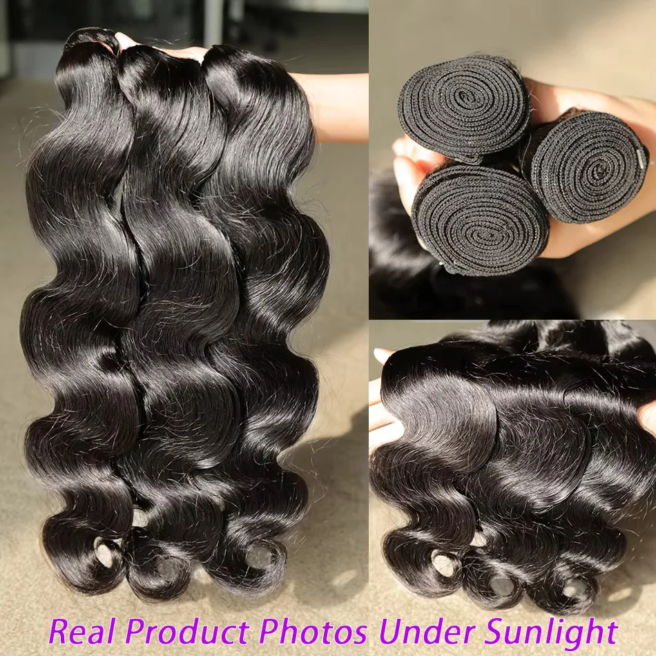 Melodie 30 40 Inch Body Wave 3 4 Bundles Brazilian Remy 100% Unprocessed Human Hair Wavy Doule Drawn Bundles Weave Extensions