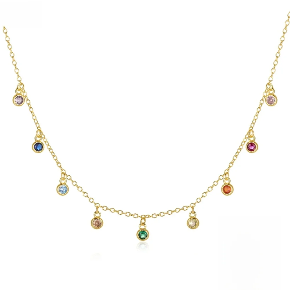 Aide 925 Sterling Silver French Elegancki okrągły cienki wszechstronny naszyjnik damski z cyrkoniami Wykwintna biżuteria z łańcuszkami Choker — zdjęcie 2