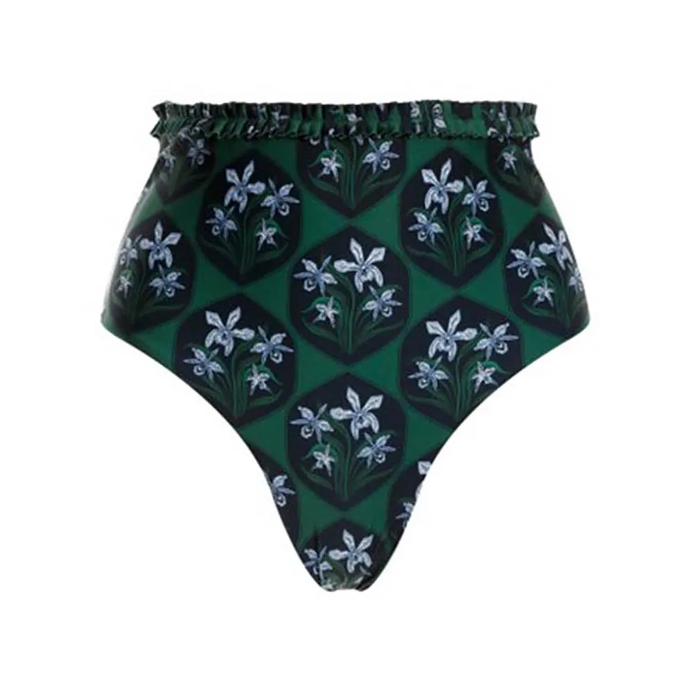 Zielony nadruk w stylu Vintage moda seksowne Bikini trójkąt mikrobikini kostium kąpielowy zestaw stroje kąpielowe dziewczyny dwuczęściowy