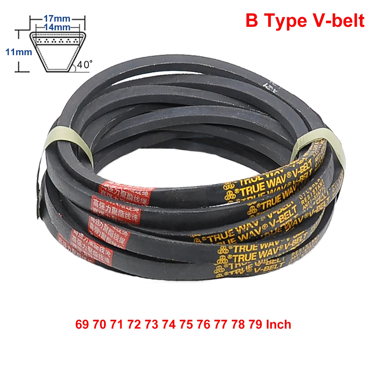 B Type V-belt Triangle Belt B-69/70/71/72/73/74/75/76/77/78/79 Inch Industrial Agricultural Equipment Transmission Belt