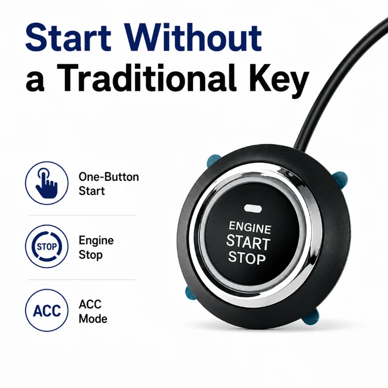 Universal Engine Start Stop System Push Button Ignition Switch Kit Car One Key Start Module Supports OEM Remote Start Upgrade