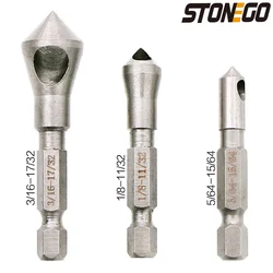 STONEGO 3PCS 90 Degrees Countersink Bit Deburring Drill Bits Tapper Hole Cutter Hand Tools Wood Soft Metal Plastic Chamfer