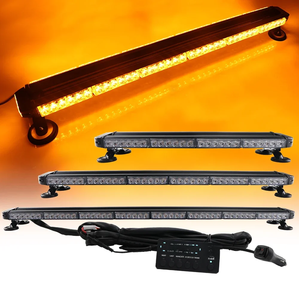 Amber Wit 38 "44" 49 "Sleepwagen Voertuig Politieauto Led Strobe Waarschuwingslampje Bar Oranje baken Knipperende Lamp 26 Modi - afbeelding 2