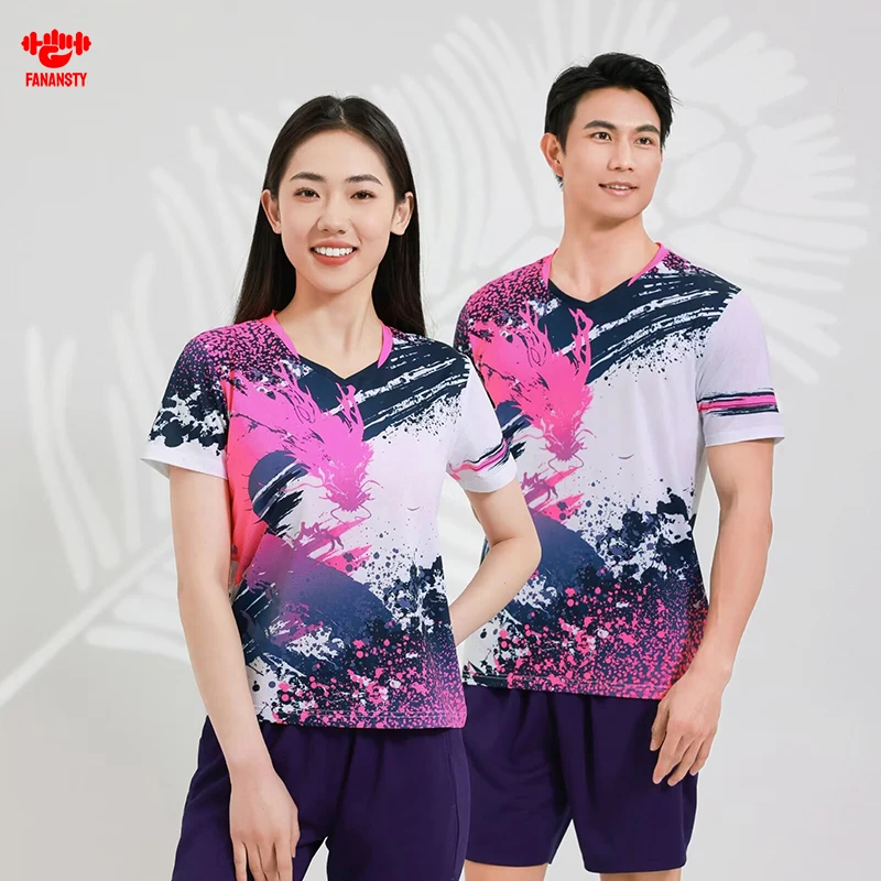 Customize Logo Team 2024 Running T-Shirt Breathable Tennis Shirt Uniform Men Women Unisex Sportwear Badminton Cycling