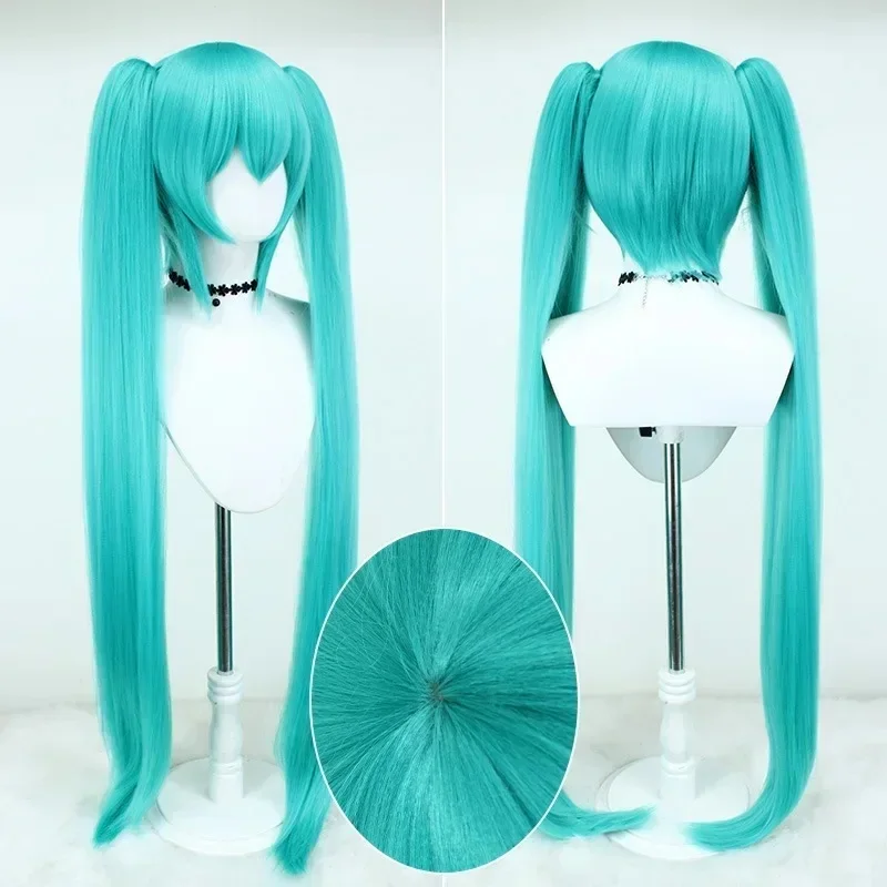 Hatsune Miku Anime Cosplay Perücke, 110 cm Doppel-Pferdeschwanz-Kunstfaser-Perücke, Halloween, Weihnachten