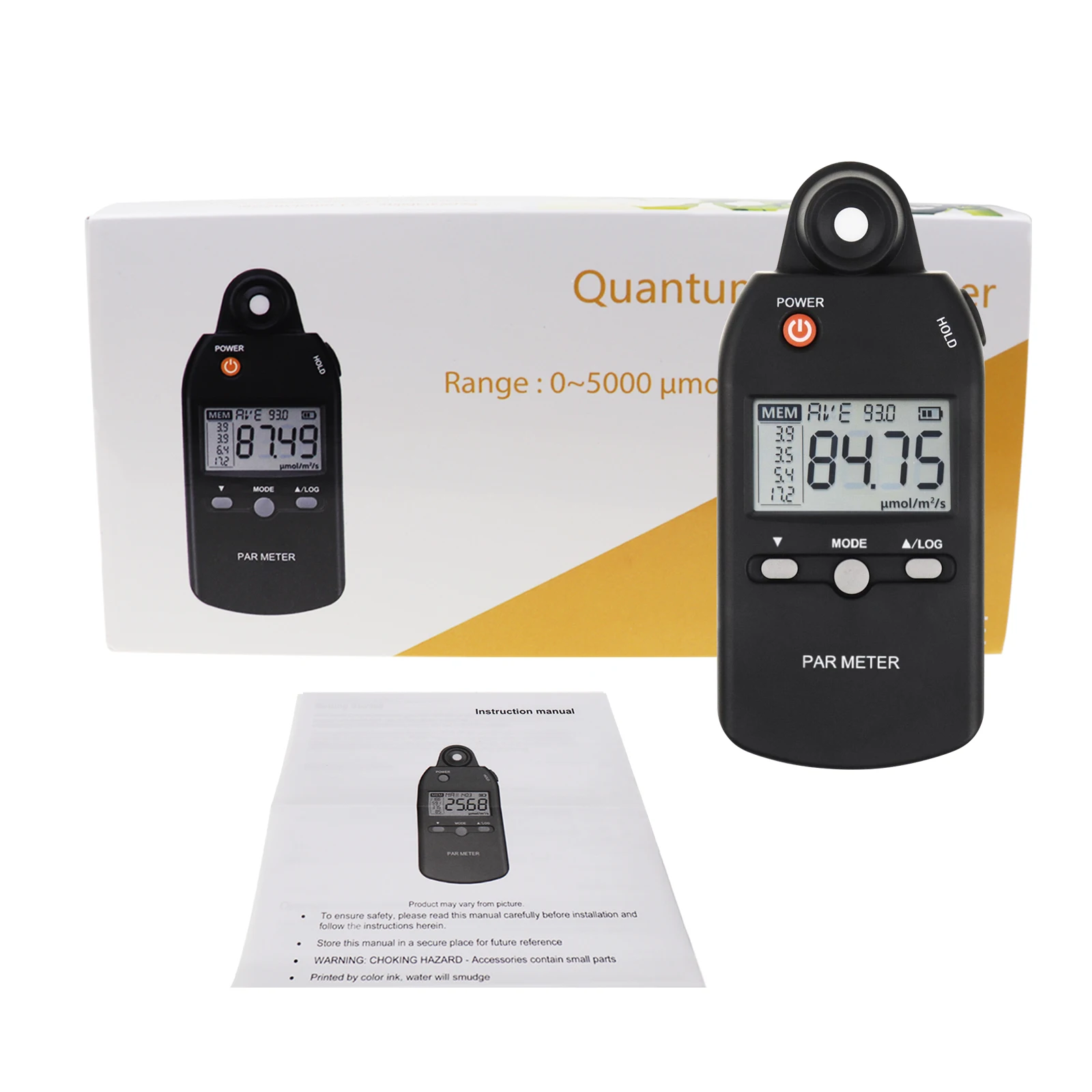 PAR Meter Lux Meter PPFD Quantum Sensor Full-Spectrum User-Friendly Record Function Indoor Outdoor Plant Light Meter