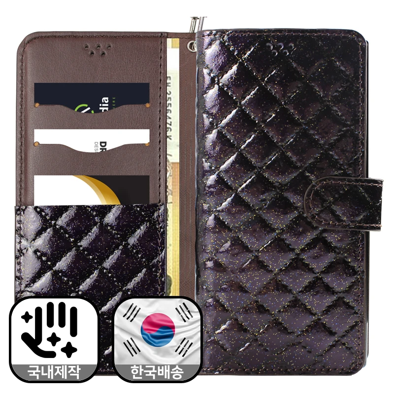 Von Wed Natural Soy Leather Wallet-Type Diannual Case for Case with a Purple